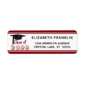 Étiquette Classe Red Striped de 20XX | Couleur modifiable (Devant)