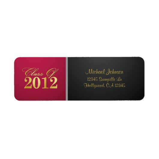 Étiquette Classe rouge / or de 2012 Adresse de retour Étique (Devant)