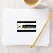 Étiquette Classé tendance noir blanc rayures Mariage Monogra (En situation)