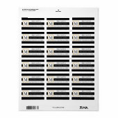 Étiquette Classé tendance noir blanc rayures Mariage Monogra (Feuille entière)