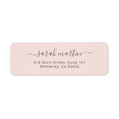 Étiquette Classeur de script rose pâle Adresse de retour sim (Devant)