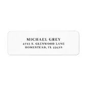 Étiquette Classic Black and White Modern Adresse de retour (Devant)