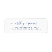 Étiquette Classic Blue Script Chic Adresse de retour (Devant)