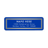 Étiquette Classic Border Royal Blue and Gold Adresse de reto (Devant)
