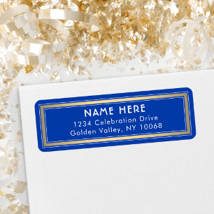 Étiquette Classic Border Royal Blue and Gold Adresse de reto