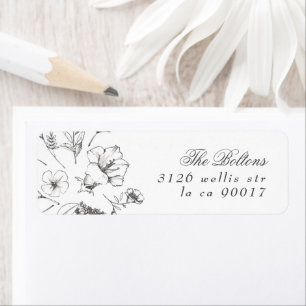 Étiquette Classic Botanical Florals Mariage Adresse de retou