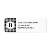 Étiquette Classic Buffalo Plaid Check Black Grey Monogramme (Devant)