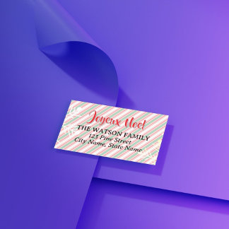 Étiquette Classic Christmas Green Red White Stripes