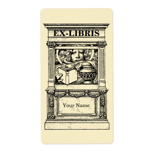 Étiquette Classic Columns Frame Ex Libris Template (Devant)