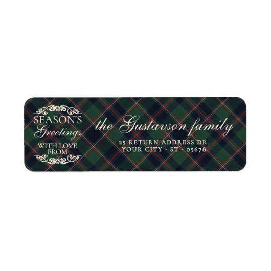 Étiquette Classic Dark Blue Red Green Plaid Pattern (Devant)