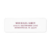 Étiquette Classic Dark Burgundy Modern Adresse de retour (Devant)