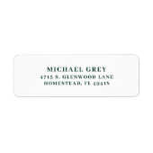 Étiquette Classic Dark Green Modern Adresse de retour (Devant)