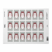 Étiquette Classic Dark Green Stripes & Red Bow Christmas (Feuille entière)