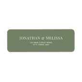 Étiquette Classic Deep Sage Green Typography Wedding Address (Devant)