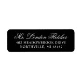 Étiquette Classic Elegant Black Mariage Adresse de retour (Devant)