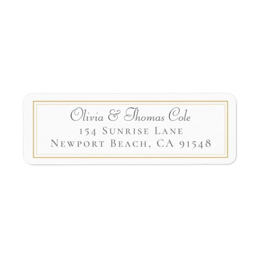 Étiquette Classic Elegant Gold Frame Mariage Adresse de reto (Devant)