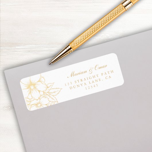 Étiquette Classic Elegant Gold Gilded Floral Adresse de reto