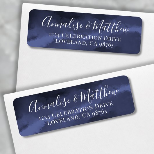 Étiquette Classic Elegant Navy Blue Mariage Adresse de retou
