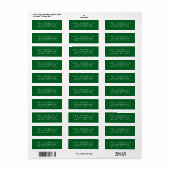 Étiquette Classic Emerald Green Minimalist Adresse de retour (Feuille entière)