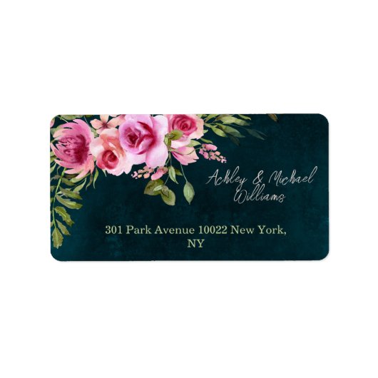 Étiquette Classic Emerald Vert Floral Dark Moody Mariage (Devant)
