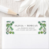 Étiquette Classic Floral Eucalyptus Mariage Adresse de retou (En situation)
