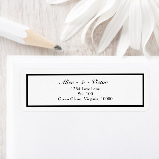 Étiquette Classic Formal Black White Mariage Adresse de reto (En situation)