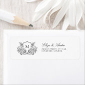 Étiquette Classic Formal Monogram Crest Adresse de retour (En situation)