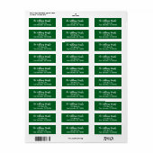 Étiquette Classic Green Christmas Script Retourner l'adresse (Feuille entière)