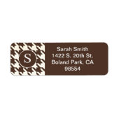 Étiquette Classic Houndstooth Motif noir Brown et blanc (Devant)