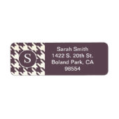 Étiquette Classic Houndstooth Motif Plum pourpre et blanc (Devant)
