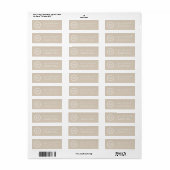 Étiquette Classic Khaki Tan Monogram Adresse de retour (Feuille entière)