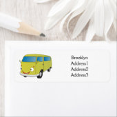 Étiquette Classic lime green van cartoon (En situation)