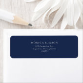 Étiquette Classic Minimalist Navy Blue Silver Adresse de ret (En situation)