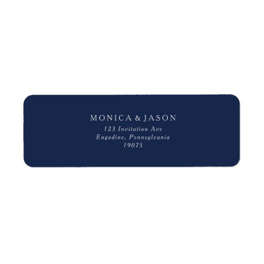 Étiquette Classic Minimalist Navy Blue Silver Adresse de ret (Devant)