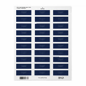Étiquette Classic Minimalist Navy Blue Silver Adresse de ret (Feuille entière)