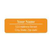 Étiquette Classic Modern Minimal Orange Name Mail Address (Devant)