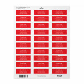 Étiquette Classic Modern Minimal Rouge Blanc Nom Adresse pos (Feuille entière)