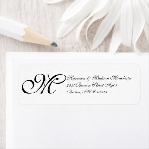 Étiquette Classic Monogram noir blanc personnalisé élégant c