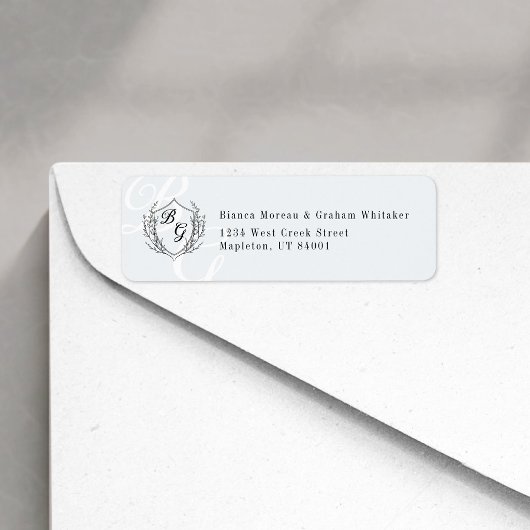Étiquette Classic Monogram Wedding Crest Return Address