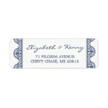 Classic Navy Blue Lace Adresse de retour Label