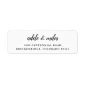 Étiquette Classic Noir & Blanc Calligraphie Adresse de retou (Devant)