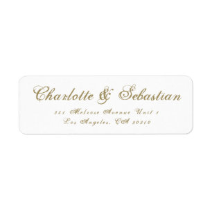 Étiquette Classic or coutume script élégant Mariage chic