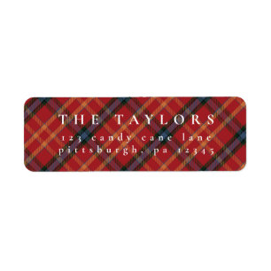 Étiquette Classic Plaid Christmas Retours Adresse