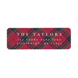 Étiquette Classic Plaid Christmas Retours Adresse