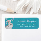 Étiquette Classic Rabbit & Florals Robin's Blue Address (En situation)