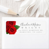 Étiquette Classic Red Rose Elegant Script Return Address  (En situation)