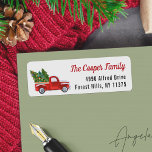 Étiquette Classic Red Truck Christmas Tree Adresse de retour<br><div class="desc">Classic Red Truck Christmas Tree Retourner l'adresse étiquette. (1) Pour plus de personnalisation,  cliquez sur le lien "customiser plus loin" et utilisez notre outil de conception pour modifier ce modèle. (2) Si vous avez besoin d'aide ou d'articles correspondants,  veuillez me contacter.</div>