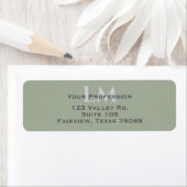 Étiquette Classic Sage Green Monogram Branding Address (En situation)