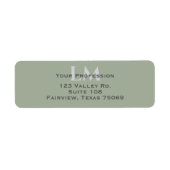Étiquette Classic Sage Green Monogram Branding Address (Devant)