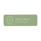 Étiquette Classic Sage Green & White Monogram Crest Wedding (Devant)